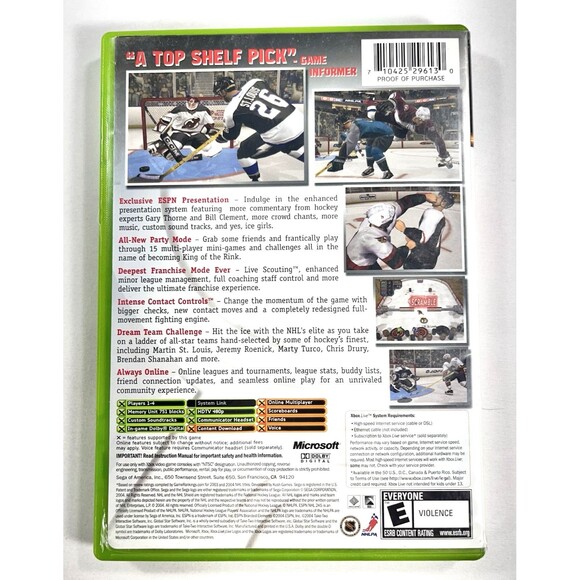 ESPN NHL 2K5 Microsoft Xbox 2004 Complete with Manual Tested - Picture 2 of 9